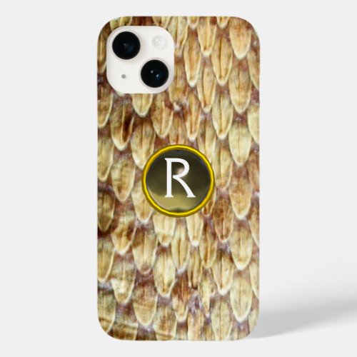 CROTALUS Printed Snake Skin Grey Gem Monogram Case_Mate iPhone 14 Case