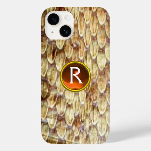 CROTALUS Printed Snake Skin Orange Gem Monogram Case_Mate iPhone 14 Case