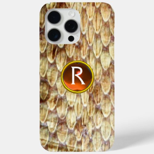 CROTALUS Printed Snake Skin Orange Gem Monogram iPhone 15 Pro Max Case