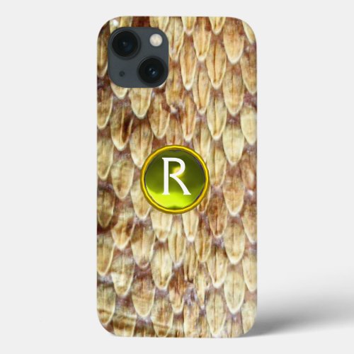 CROTALUS Printed Snake Skin Yellow Gem Monogram iPhone 13 Case