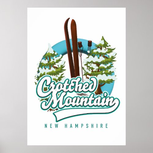 Crotched mountain new hampshire ski logo poster