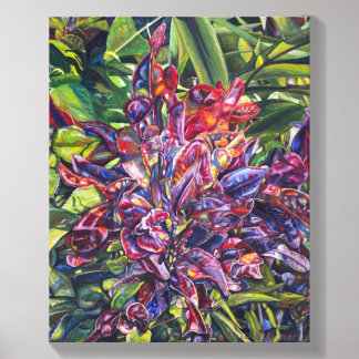 Croton Leaves colorful, vibrant floral painting Canvas Photo Tile
