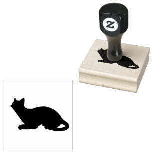 Crouching Cat Silhouette facing Left Rubber Stamp