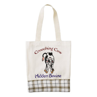 Crouching Cow Hidden Bovine Zazzle HEART Tote Bag