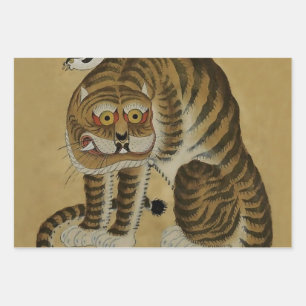 Crouching Tiger Minhwa with Magpie Wrapping Paper Sheets