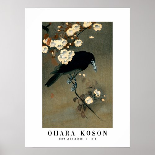 Crow and Blossom   1910 Japanese Art Poster