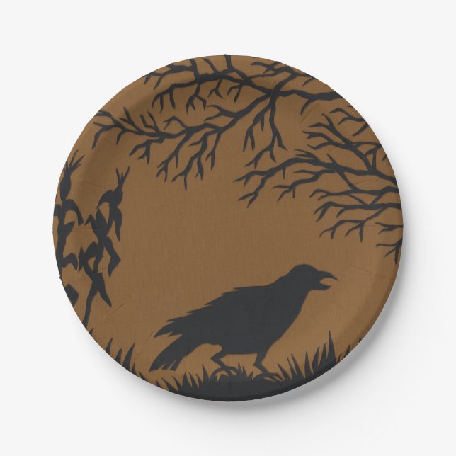 Crow and Corn Paper Plates, 7" Plates (Front)