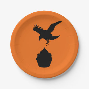 Crow and Cupcake Paper Plates
