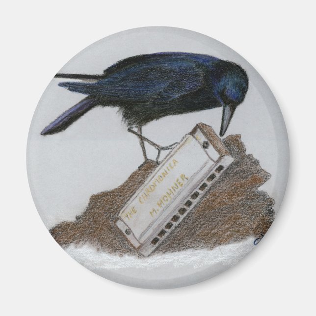 Crow and Harmonica Magnet (Front)