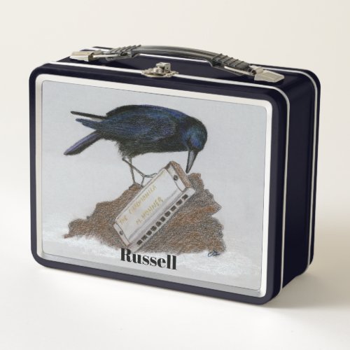 Crow and Harmonica Metal Lunch Box