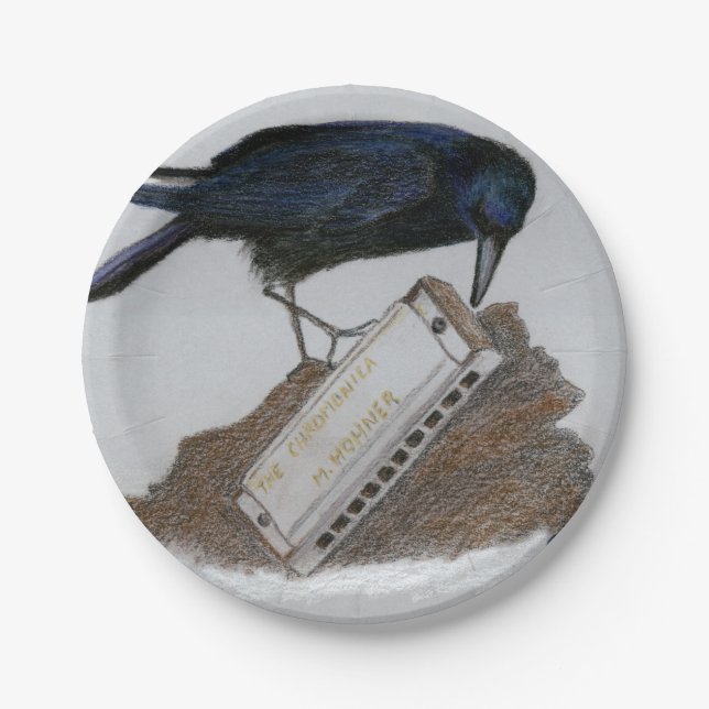 Crow and Harmonica Paper Plates (Front)