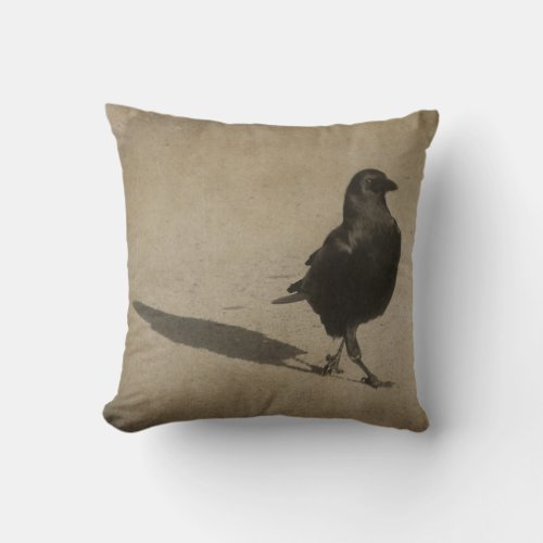 Crow And His Shadow Throw Pillow