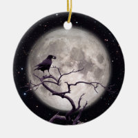 Crow and Moon, Crow Art, Raven, Gothic, Night