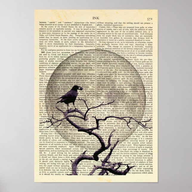 Crow and Moon, Crow Art, Raven, Gothic, Night Poster (Front)