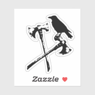 Crow and Norse axes Sticker
