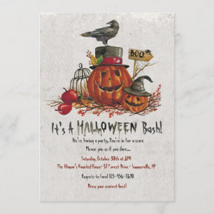 Crow and Pumpkins Halloween Invitation