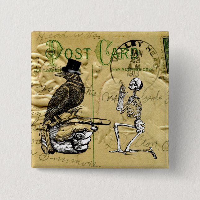 Crow and skeleton button (Front)