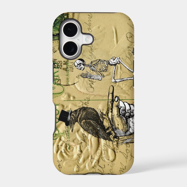 Crow and skeleton iphone case (Back)