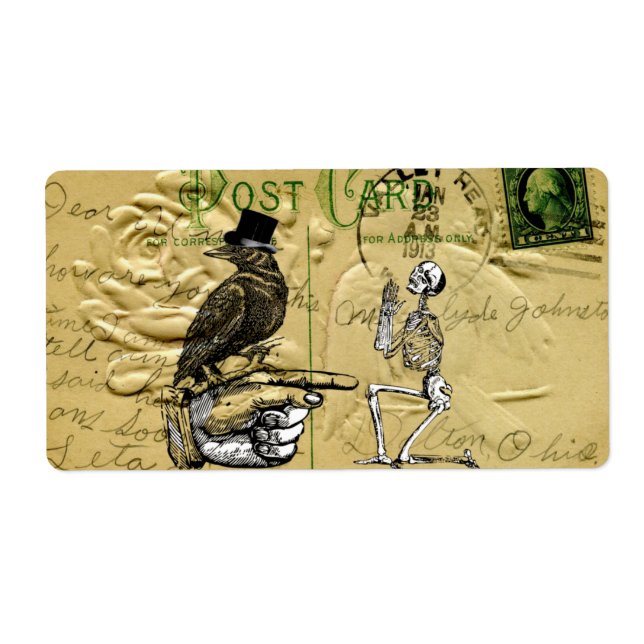Crow and skeleton label (Front)