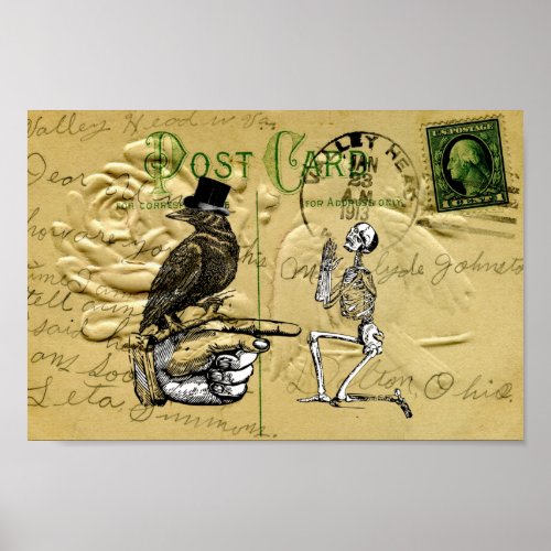 Crow and skeleton poster