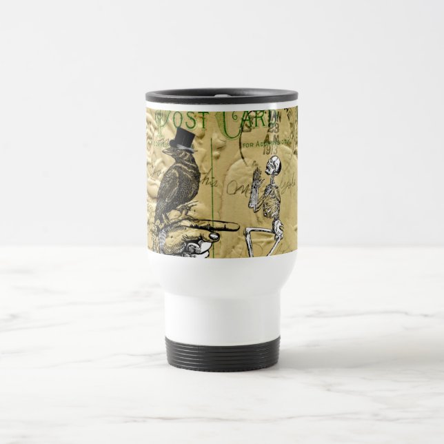 Crow and skeleton travel mug (Center)