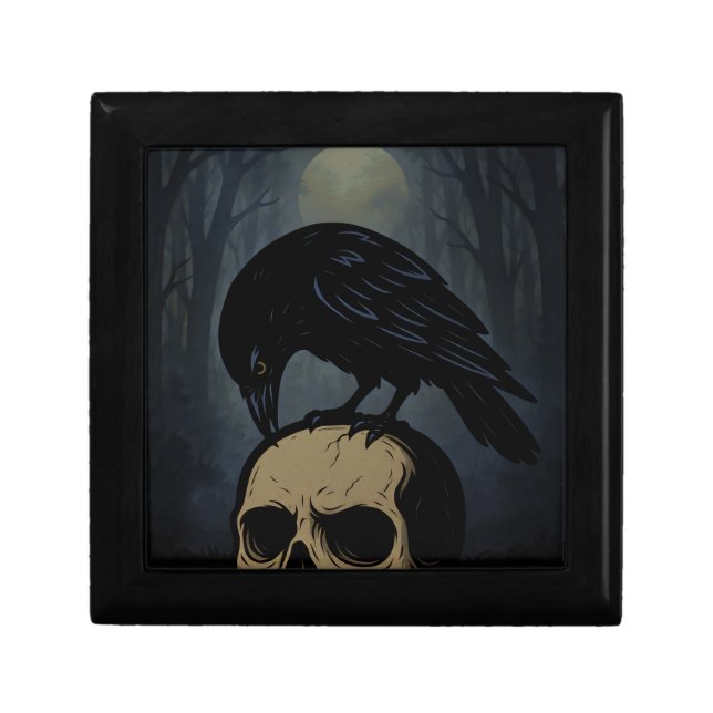 Crow and Skull Keepsake Box (Front)