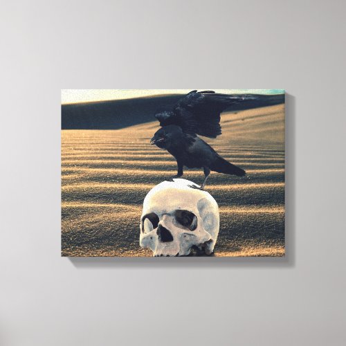 Crow and Skull Raven Desert Gothic Death Canvas Print