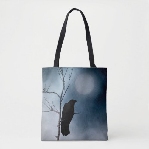 Crow And The Mellow Moon Tote Bag