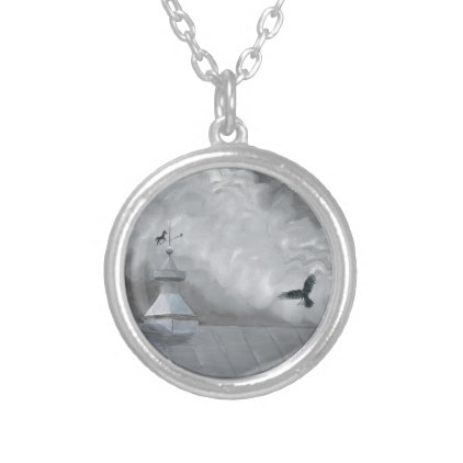 Crow and Weather Vane Silver Plated Necklace