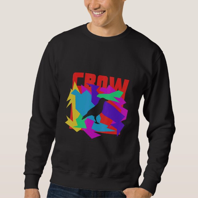 Crow Animal Mosaik Puzzle Sweatshirt (Front)