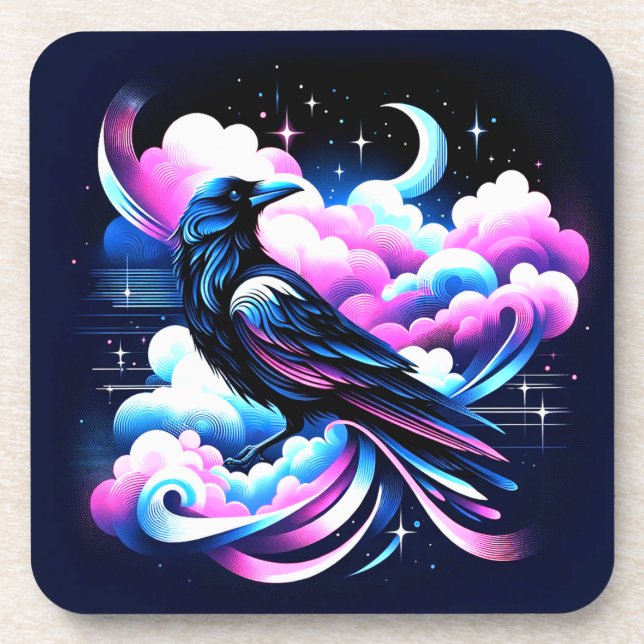 Crow Art Beverage Coaster (Front)