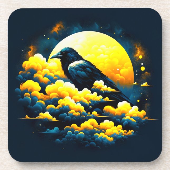 Crow Artwork Beverage Coaster (Front)