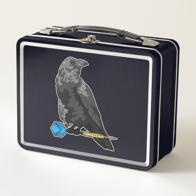 Crow at Darts with Dart Metal Lunch Box (Front)