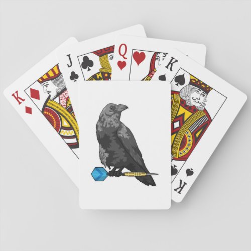 Crow at Darts with Dart Poker Cards