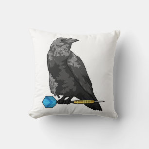 Crow at Darts with Dart Throw Pillow