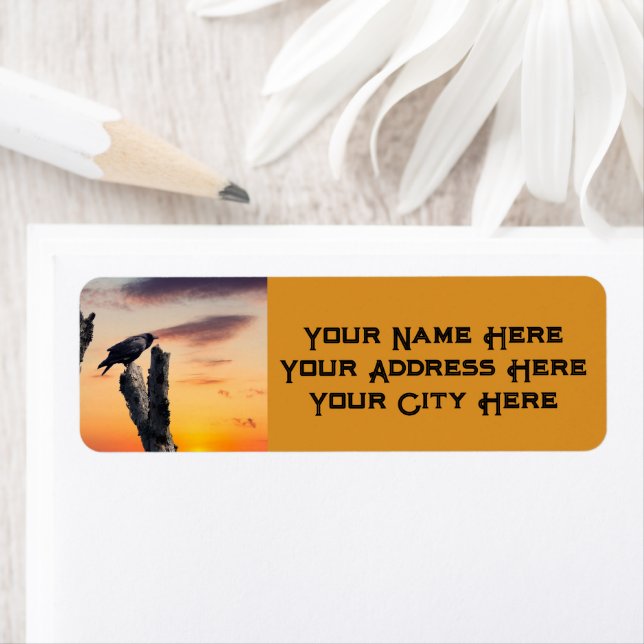 Crow at Sunrise Label (Insitu)