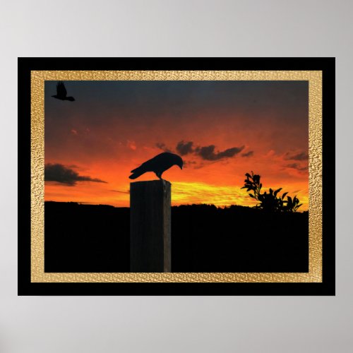 Crow at Sunset v6 Poster