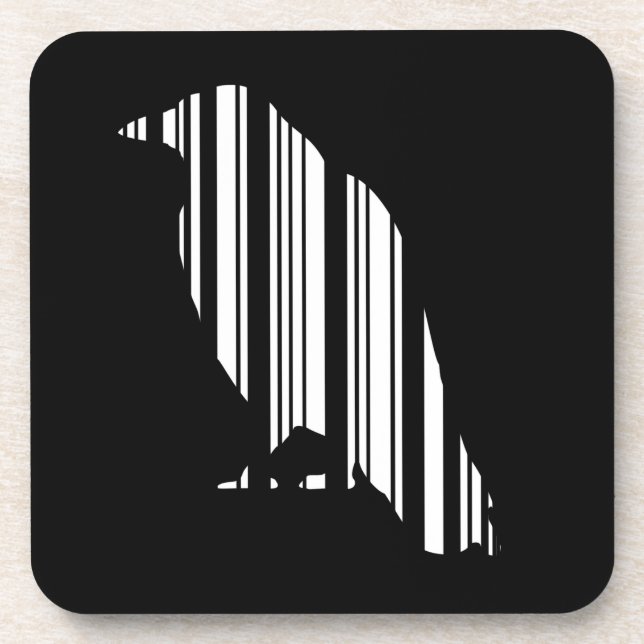 Crow Bar Code Bird Pattern Design Drink Coaster (Front)