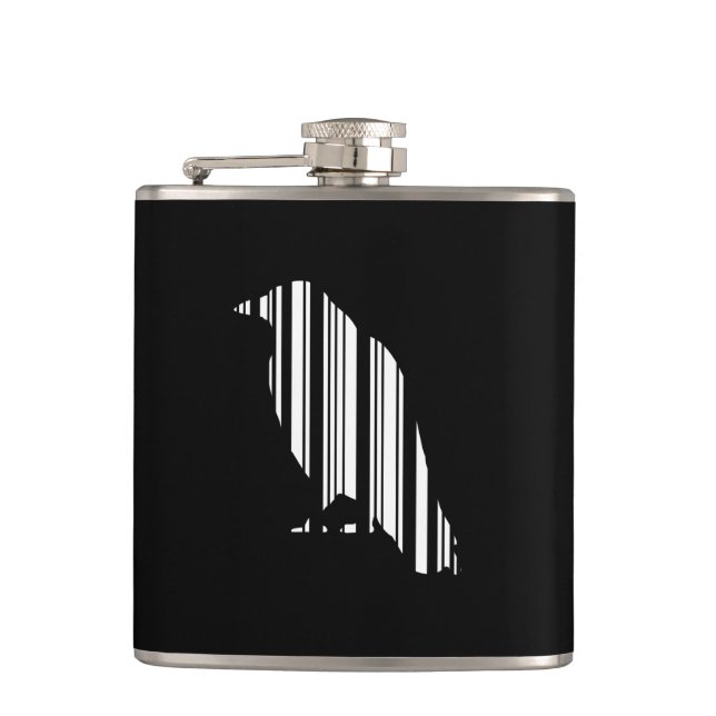 Crow Bar Code Bird Pattern Design Flask (Front)