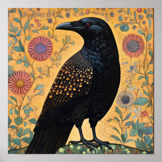 Crow Bird Abstract Painting Poster
