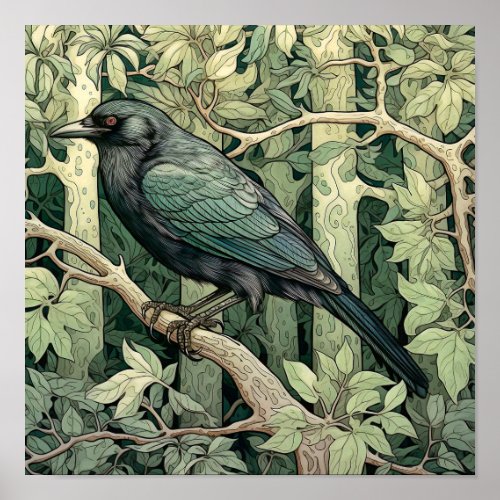 Crow Bird Abstract Painting Poster