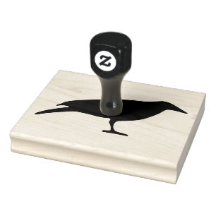 Crow Bird, Black Silhouette, 4" x 5" Rubber Stamp
