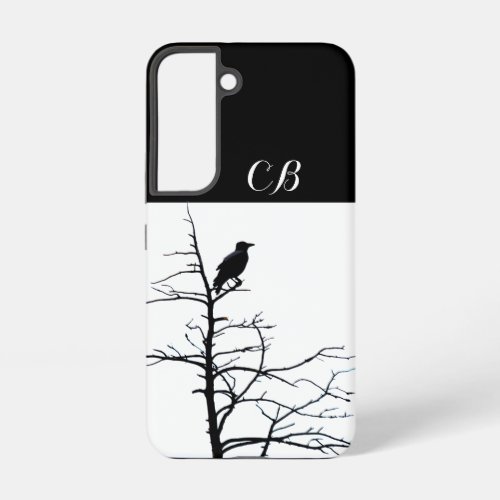 Crow Bird Modern Line Drawing Art Custom Name  Samsung Galaxy S22 Case