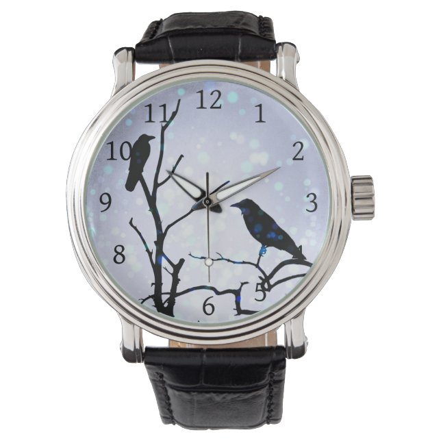 Crow Bird on Tree Bird 94 purple Watch (Front)