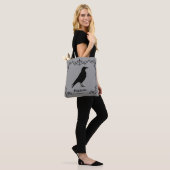 Crow Bird Silhouette And Decorative Swirls Gray Tote Bag (On Model)
