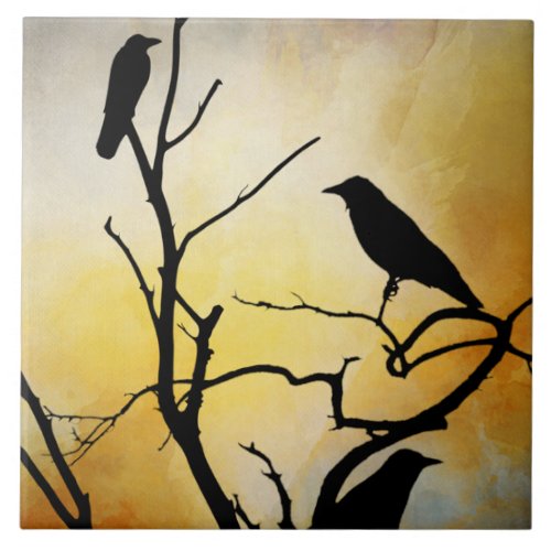 Crow Birds on Tree bird 95 Ceramic Tile