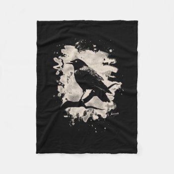 Crow Bleached Look Fleece Blanket by andersARTshop at Zazzle