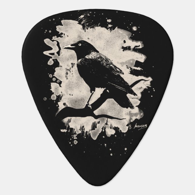 Crow bleached look guitar pick (Front)