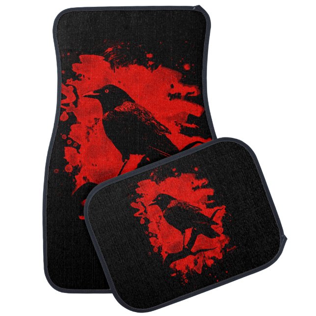 Crow bleached red car floor mat (Set)