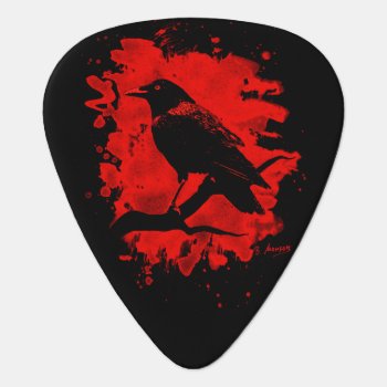 Crow Bleached Red Guitar Pick by andersARTshop at Zazzle
